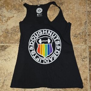 Doughnuts & Deadlifts Pride Racerback, Small, Black